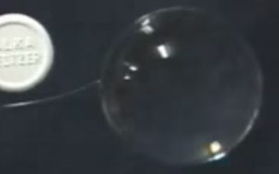 Alka-Seltzer added to spherical water drop in microgravity