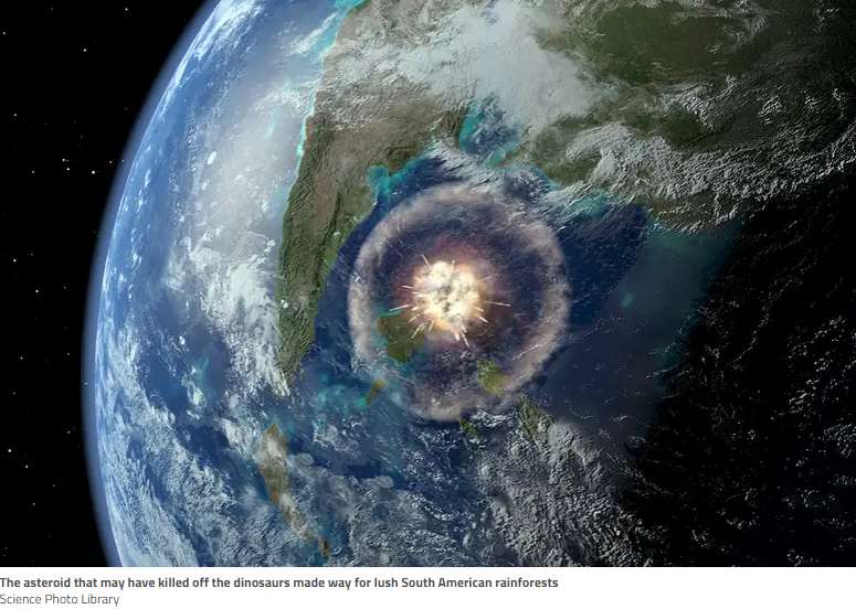 illustration of the Earth showing where an asteroid collision occurred 